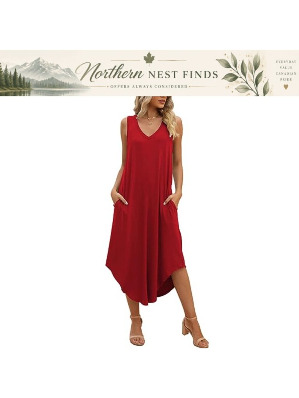 SUNDELL Women's Sleeveless Maxi Dress with Pockets - Summer Casual